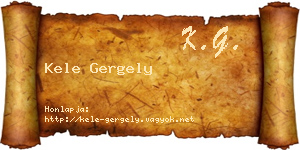 Kele Gergely névjegykártya
